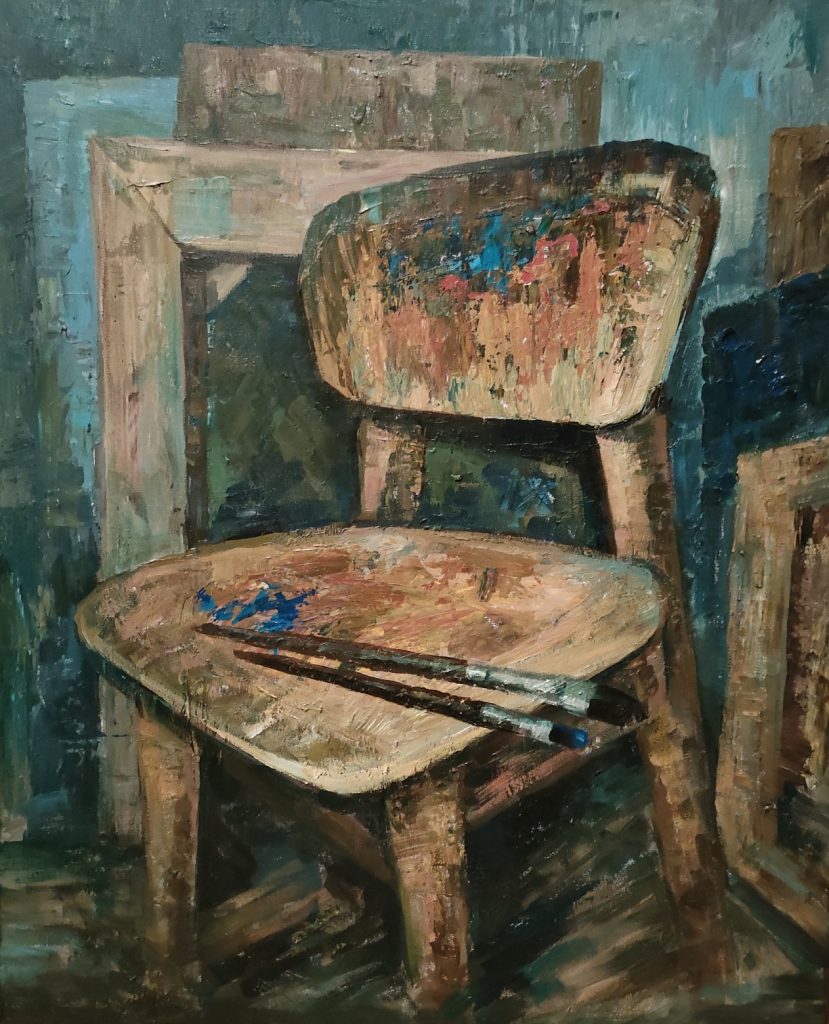 Artist's chair. Canvas, acrylic.