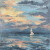 A sailboat at sea. Painting on canvas, acrylic