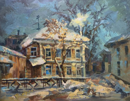 Старый дом. Картина акрилом на холсте.